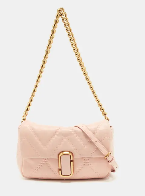 Marc Jacobs J MARC Light Pink Quilted Leather Flap Chain Shoulder Bag