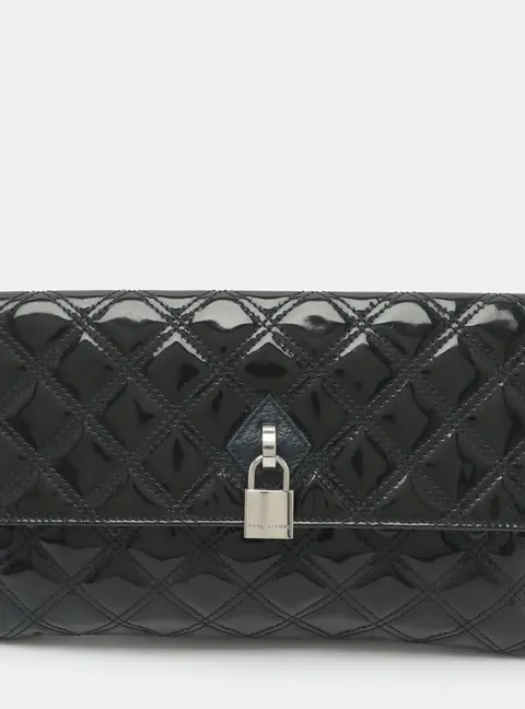 Marc Jacobs Dark Navy Quilted Patent Leather Clutch