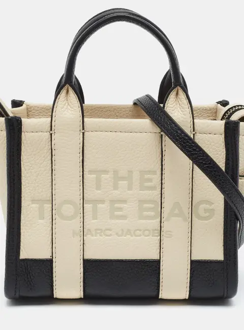Marc Jacobs The Colorblock Mini Black/Off White Leather Tote