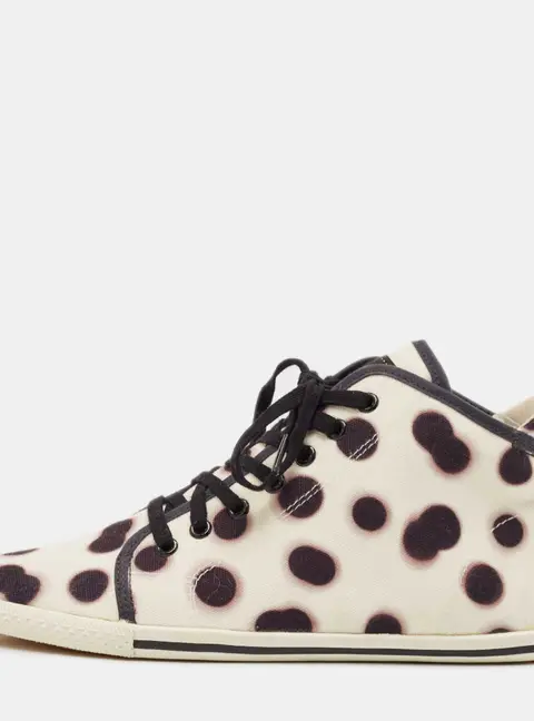 Marc Jacobs Black/Cream Dot Canvas Lace Up Sneakers Size 37