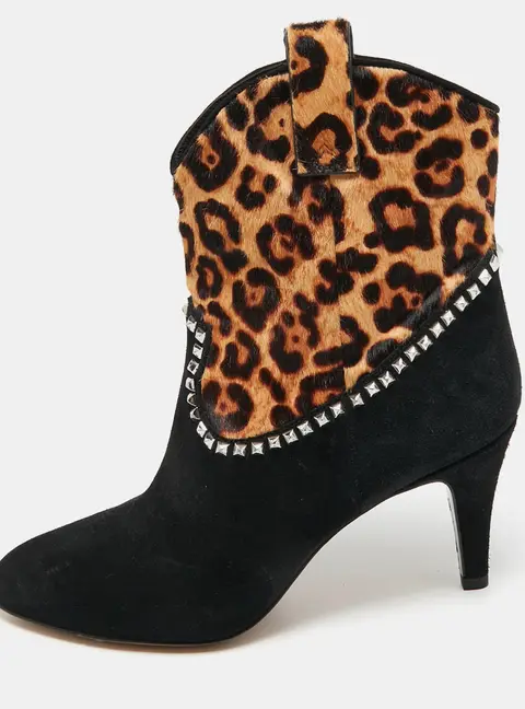 Marc Jacobs Brown/Black  Calf Hair and Suede Ankle Length Boots Size 37