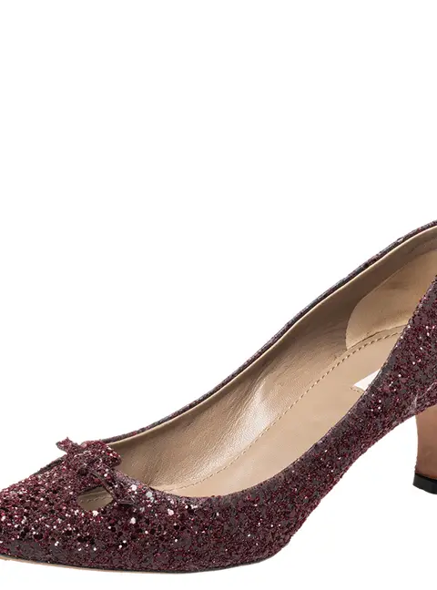 Marc Jacobs Burgundy Glitter Slip on Pumps Size 37