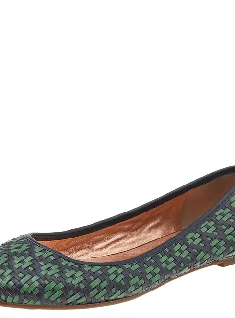 Marc Jacobs Green/Black Braided Leather Ballet Flats Size 38