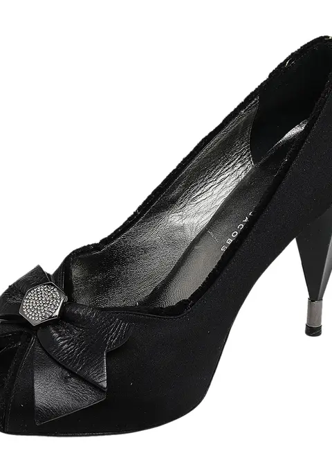 Marc By Marc Jacobs Black Satin Bow Peep Toe Pumps Size 39