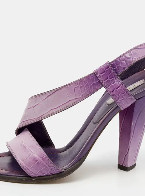 Marc Jacobs Purple Croc Embossed Leather Slingback Sandals Size 39