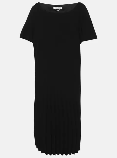 Marina Rinaldi Black Crepe Pleated Dress L
