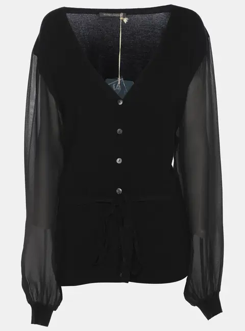 Marina Rinaldi Black Stretch Knit Belted Sweatshirt XL