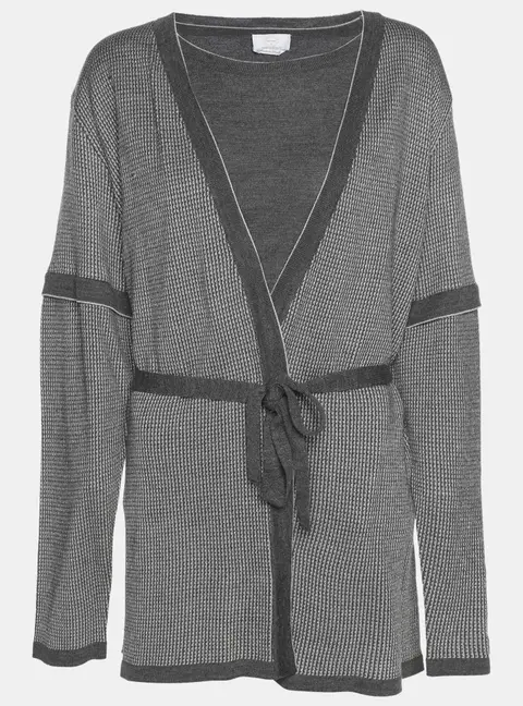 Marina Rinaldi Metallic Grey Jersey Cardigan Set L