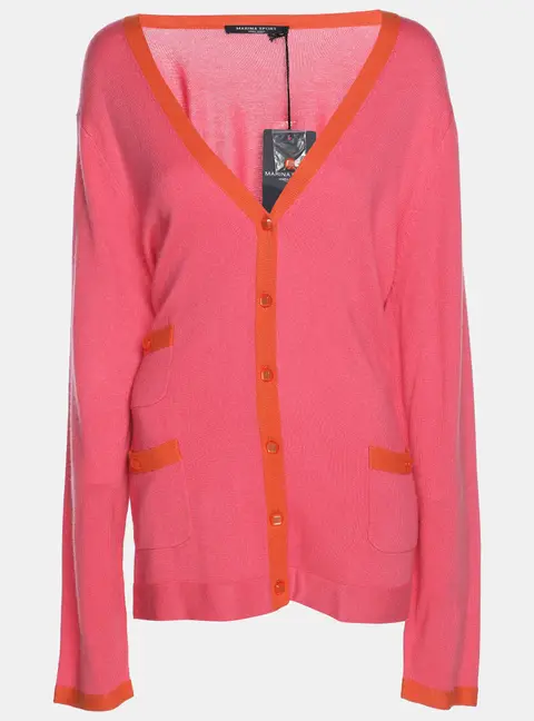 Marina Sport by Marina Rinaldi Pink/Orange Silk Knit Full Sleeve Sweater L