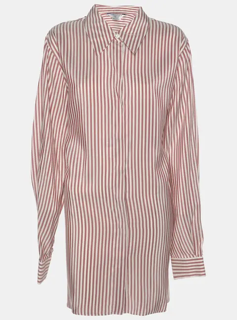 Marina Rinaldi Light Burgundy Stripe Silk Long Sleeve Shirt L