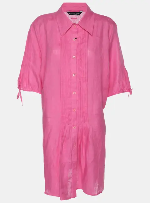 Marina Sport by Marina Rinaldi Linen Pintuck Mini Dress L