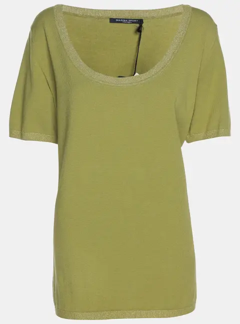 Marina Sport by Marina Rinaldi Green Stretch Knit Top L