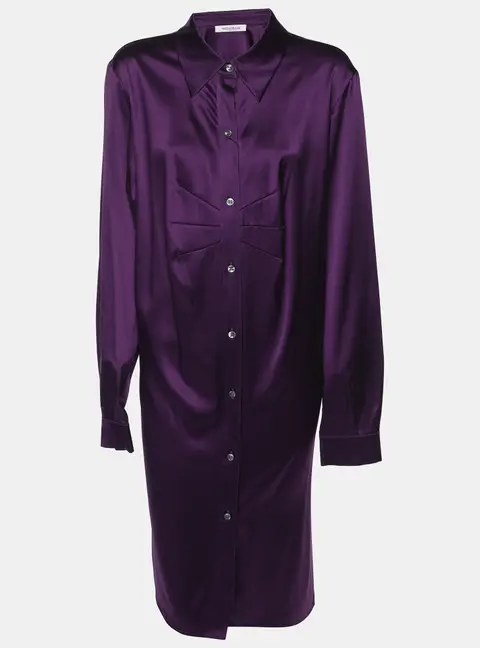 Marina Rinaldi Purple Stretch Silk Long Sleeve Long Shirt L