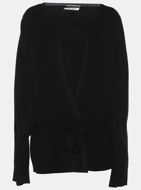Marina Rinaldi Black Knit Belted Sweater L