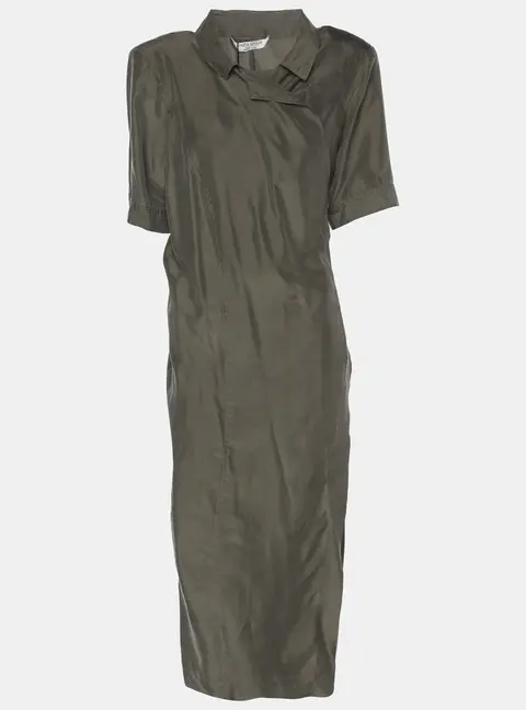 Marina Rinaldi Green Satin Wrap Around Midi Dress L