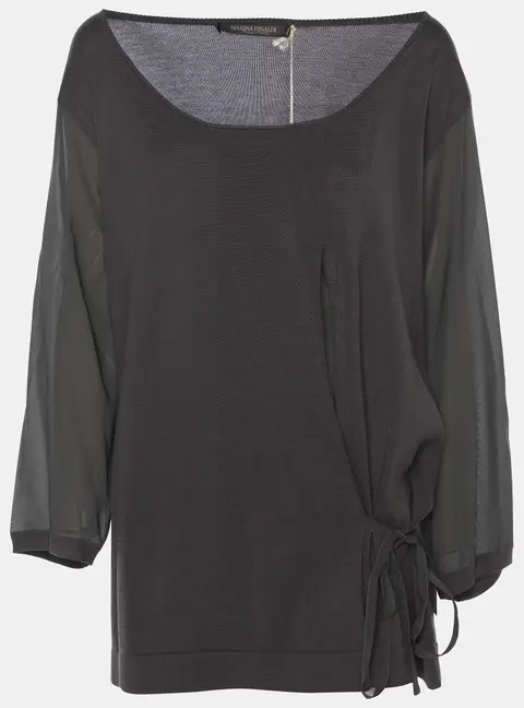 Marina Rinaldi Dark Grey Stretch Knit Scoop Neck Top XL