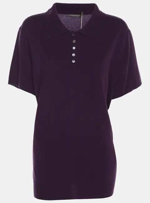 Marina Rinaldi Purple Stretch Knit Short Sleeve Sweatshirt L