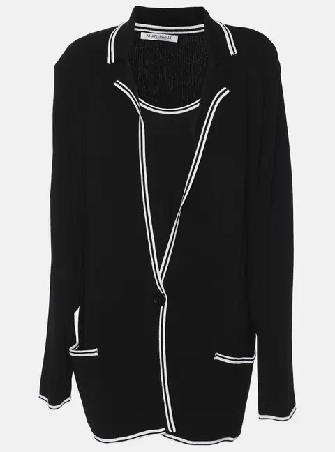 Marina Rinaldi Black Jersey Cardigan Set L
