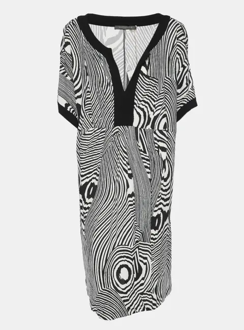 Marina Rinaldi Black/White Jersey Psychadelic Stripe Tunic M