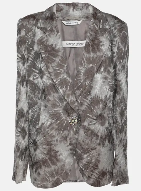Marina Rinaldi Grey Jacquard Single Breasted Blazer L