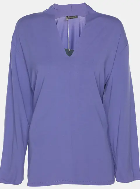 Marina Rinaldi Purple Jersey V Neck Top XL