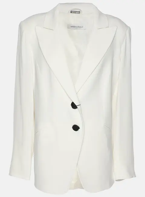 Marina Rinaldi White Crepe Single Breasted Blazer L