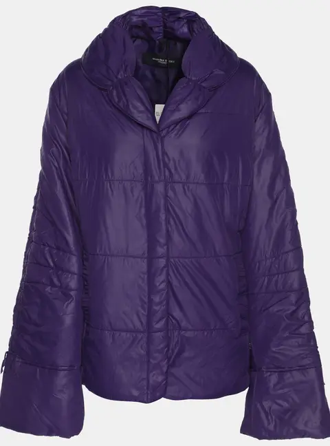 Marina Sport by Marina Rinaldi Purple Quilted Nylon Open Neck Jacket L