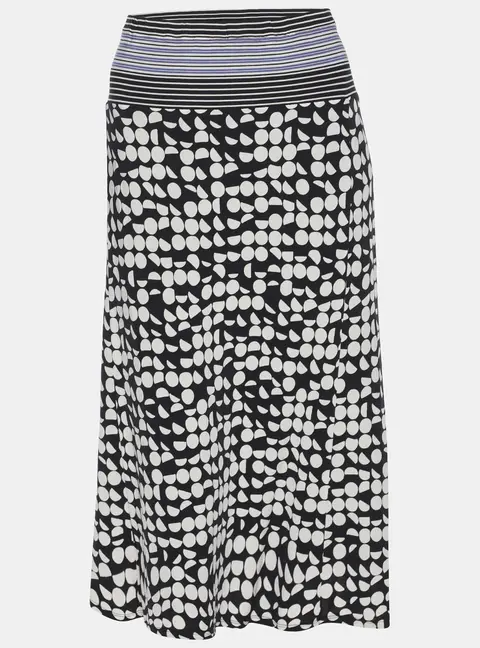 Elena Miro Black/White Printed Jersey Midi Skirt XL