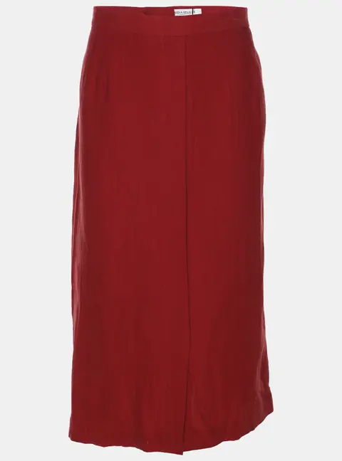 Marina Rinaldi Red Linen Straight Midi Skirt L