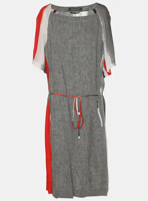Marina Rinaldi Multicolor Silk Linen Drawstring Dress L