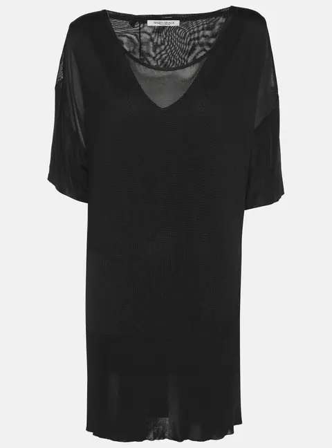Marina Rinaldi Black Stretch Knit Half Sleeve Sweater Set L