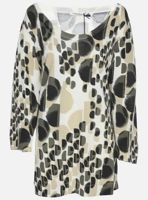Marina Rinaldi Multicolor Jersey Neck Scoop 3/4 Sleeve Sweater L