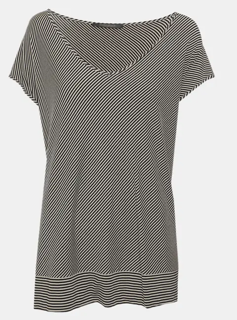 Marina Rinaldi Black/White Stripe Jersey Sleeveless Top L