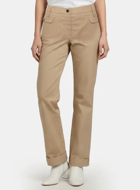 Marina Rinaldi Beige Stretch Cotton Wide Leg Pants XXL