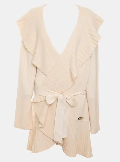 Marina Rinaldi Beige Rib Knit Cape L
