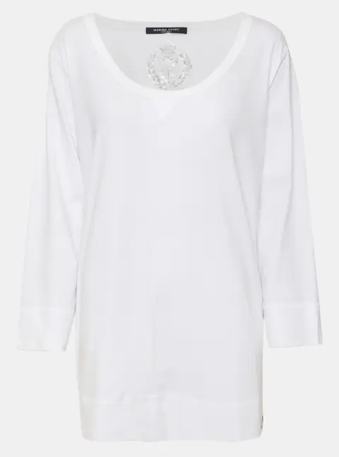 Marina Sport by Marina Rinaldi White Jersey 3/4 Sleeve Top L