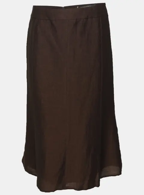 Marina Rinaldi Dark Brown Linen Blend Maxi Skirt L