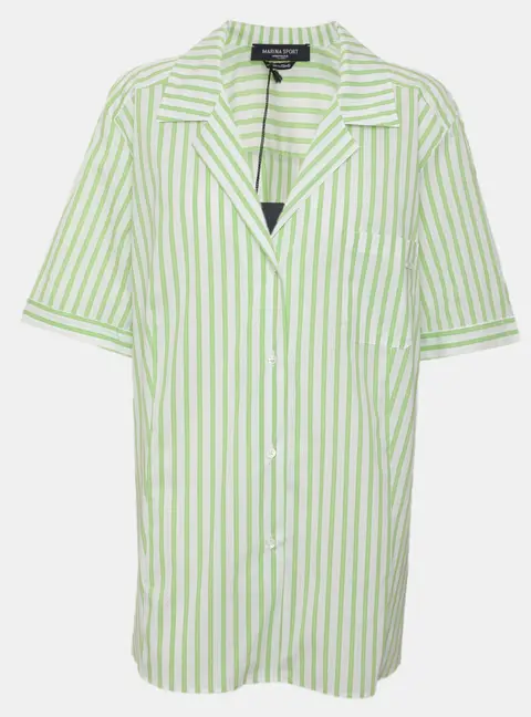 Marina Sport by Marina Rinaldi Green Stretch Cotton Short Sleeve Shirt L