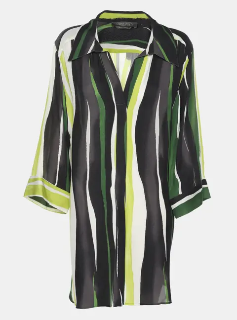 Marina Rinaldi Multicolor Stripe Silk Shirt L