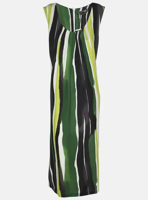 Marina Rinaldi Multicolor Striped Silk Sleeveless Dress L