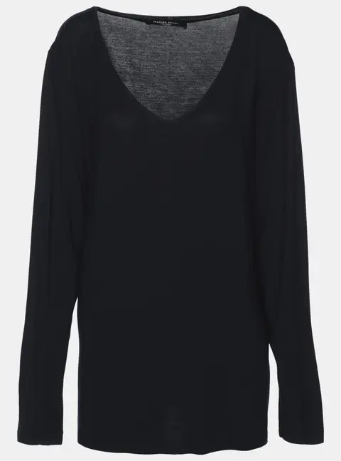 Marina Sport by Marina Rinaldi Navy Blue Jersey V Neck Full Sleeve T-Shirt L