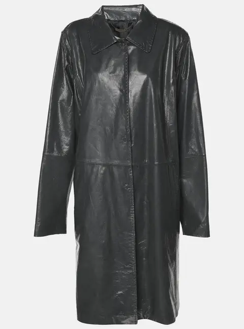 Marina Rinaldi Grey Synthetic Leather Long Jacket L