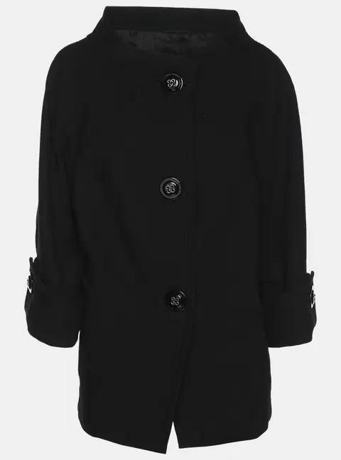 Marina Sport by Marina Rinaldi Black Fleece Wool Blazer L