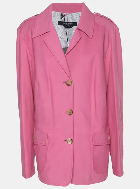 Marina Sport by Marina Rinaldi Pink Leather Breasted Blazer L