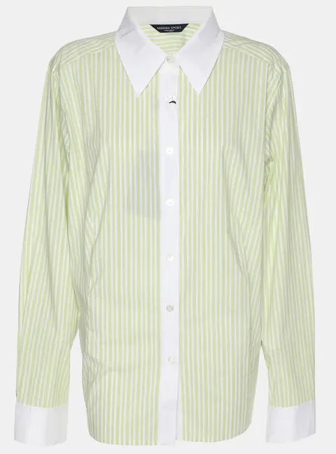 Marina Sport by Marina Rinaldi Green Stripe Cotton Blend Contrast Long Sleeve Shirt L