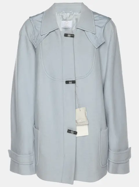 Voyage by Marina Rinaldi Blue Wool Nylon Hooded Jacket L