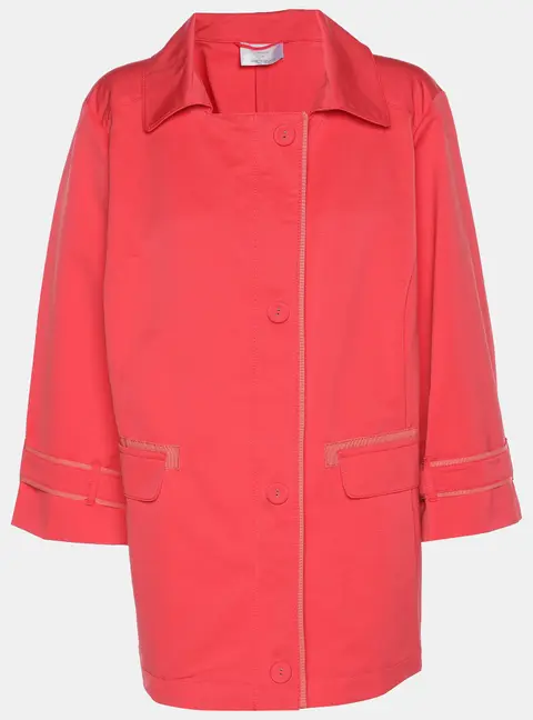 Voyage by Marina Rinaldi Coral Red Gabardine Rain Coat L