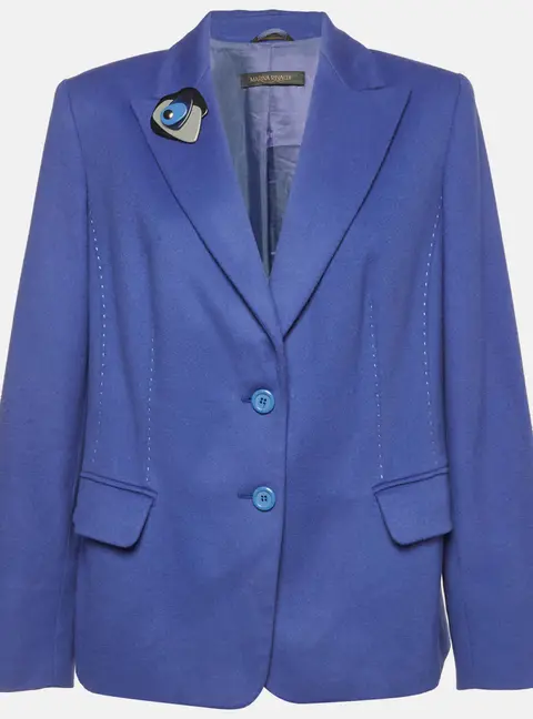 Marina Rinaldi Blue Felt Single Breasted Blazer S