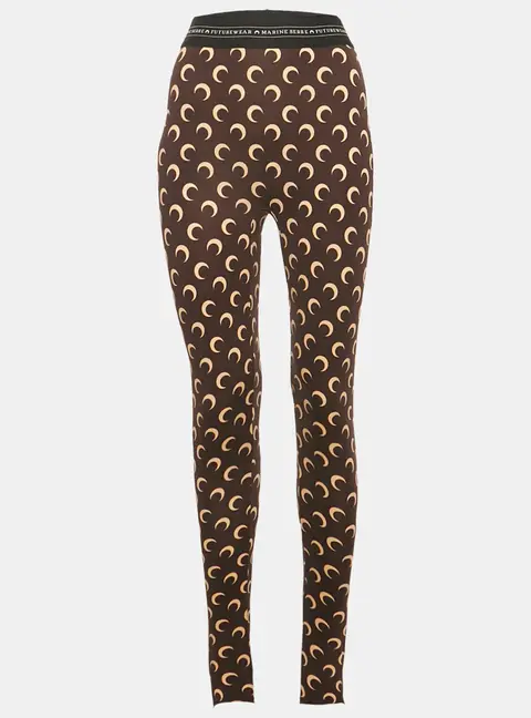 Marine Serre Brown Moon Print Jersey Stirrup Leggings S