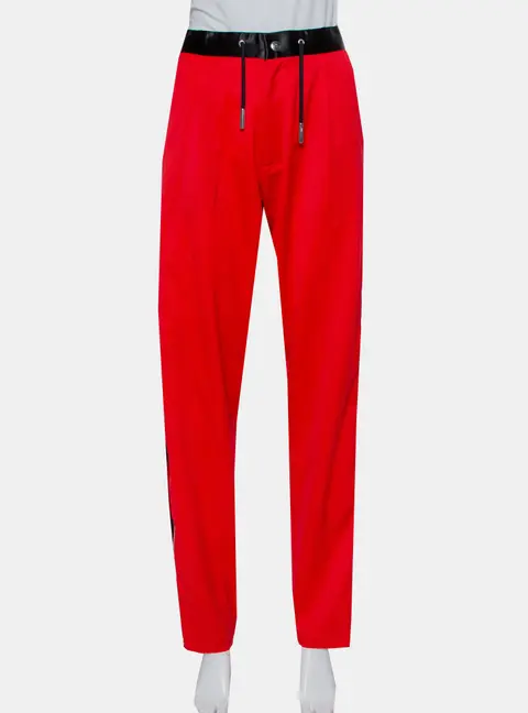 Marques Almeida Red Wool Contrast Trim Side Zip Detail Track Pants L